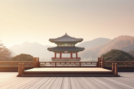 Korea background sunset. skyline asia. Generate AIの素材