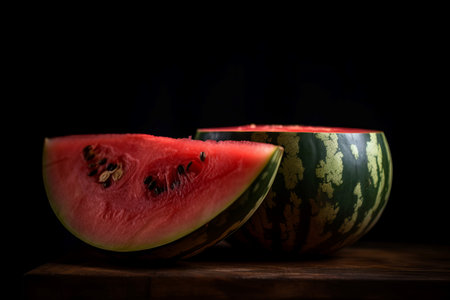 Halved watermelon food. Fruit diet natural. Generate AIの素材