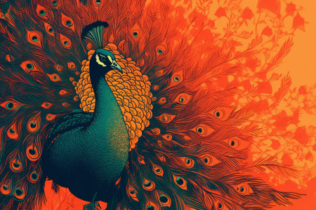 Peacock bird art beauty. nature tropical. Generate AIの素材