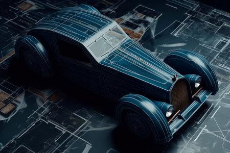 Top view old car. power retro design. Generate AIの素材