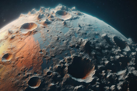 Unreal imagination planet. Alien night print. Generate AIの素材