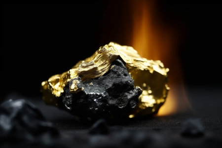Gold nugget coals stone. Or mine. Generate AIの素材