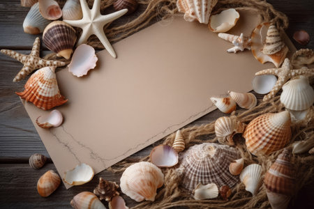 seashell composition. top summer ocean. Generate AIの素材