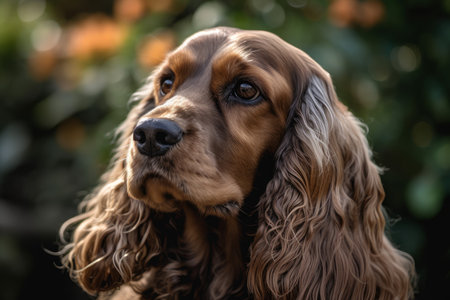 English cocker spaniel dog head. pet collar. Generate AIの素材