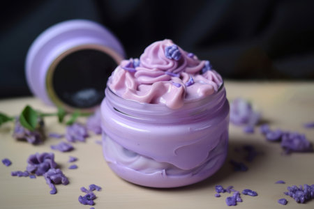 Lilac toy slime jar. color design. Generate AIの素材