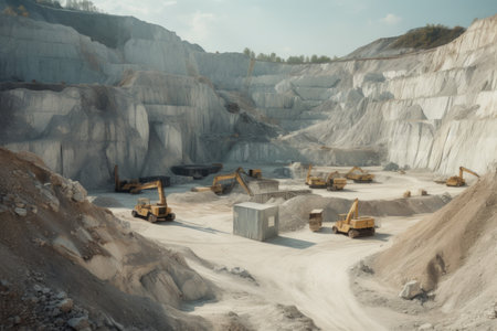 Quarry machinery mine. Stone large sand. Generate AIの素材