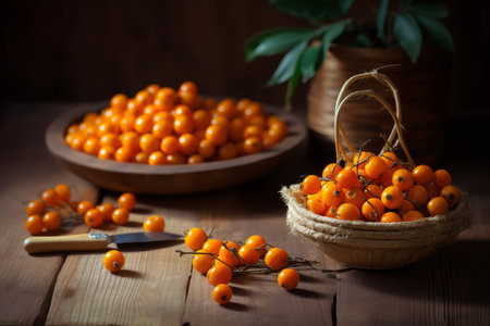 Sea buckthorn jam cook. Vitamin tasty. Generate AIの素材