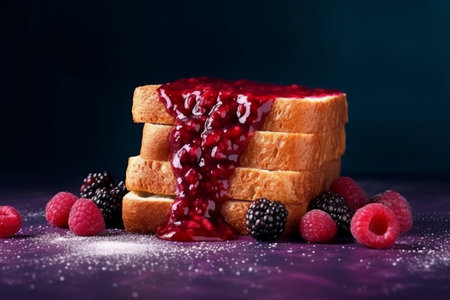 Berry jam toast stack. sweet food. Generate AIの素材
