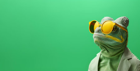 Chameleon wearing sunglasses mockup. reptile animal. Generate AIの素材