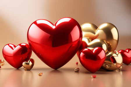 Heart shaped red gold balloons. gift valentine. Generate AIの素材