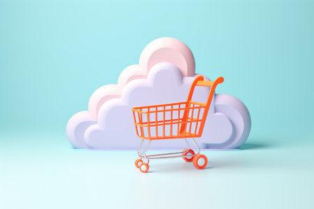 Shop cart paper cut design. store love. Generate AIの素材