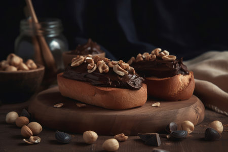 Bread chocolate cream sandwich. food slice. Generate AIの素材