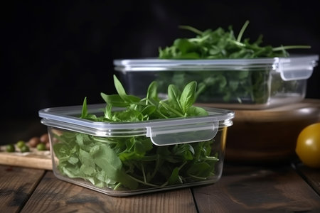 Rugula container leaves. Organic plant food. Generate AIの素材