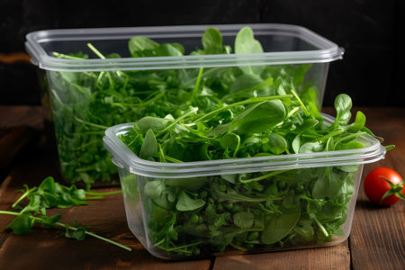 Rugula plant containers. nutrition food. Generate AIの素材