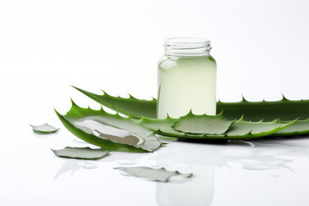 Aloe vera leaves. green drop. Generate AIの素材