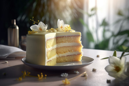 Asphodel cake ivory cream. Almond gold. Generate AIの素材