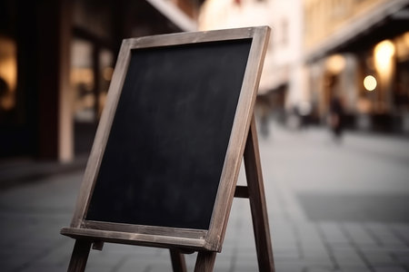 Black restaurant street menu sign. outside banner. Generate AIの素材
