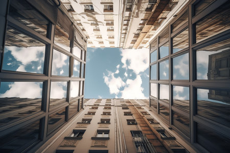 Window city view sky. sky people. Generate AIの素材