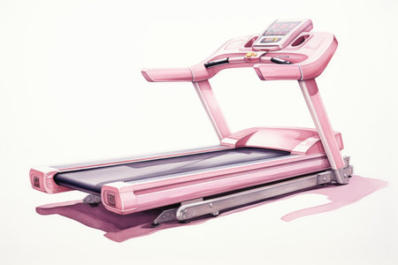Watercolor pink treadmill. training exercise. Generate AIの素材