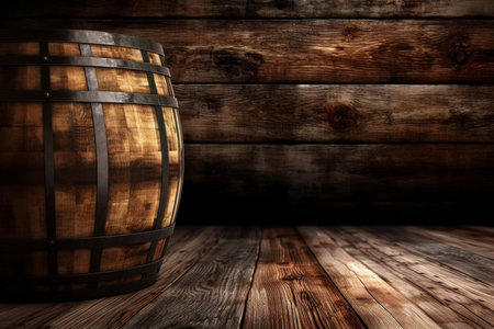 Wood whiskey barrel. wooden helmet. Generate AIの素材