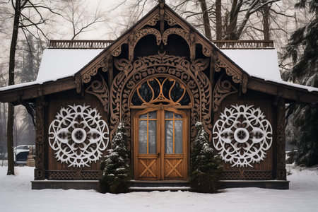 Wooden cottage. old rural country. Generate AIの素材