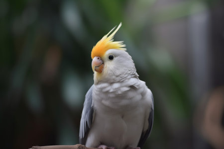 Cockatiel bird sitting. color food. Generate AIの素材