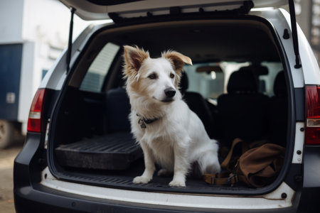 dog car back. Window pet animal. Generate AIの素材