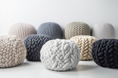 different poufs. Decor room floor. Generate AIの素材
