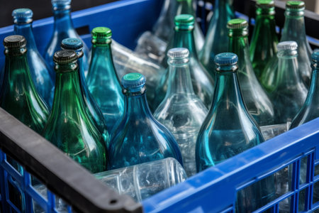 Waste separating bottles. Recyle garbage. Generate AIの素材