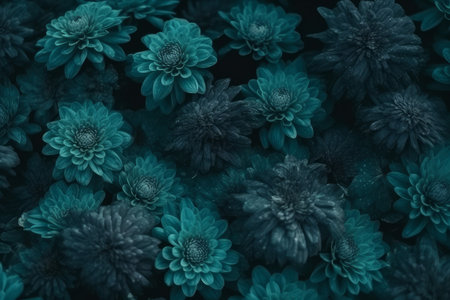 Teal flowers bush. leaf spring beauty. Generate AIの素材