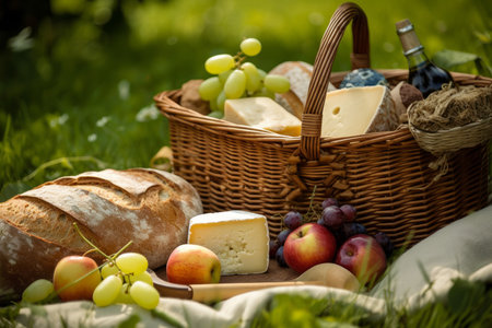 Picnic basket food. summer eating. Generate AIの素材