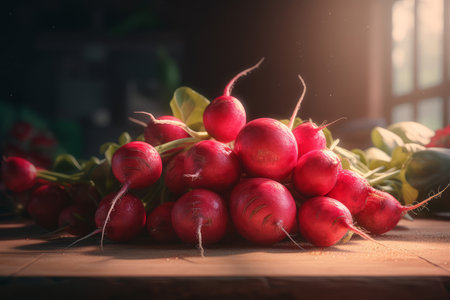 red radish. Food summer nature. Generate AIの素材