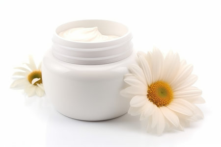 Cream jar flowers. natural product. Generate AIの素材