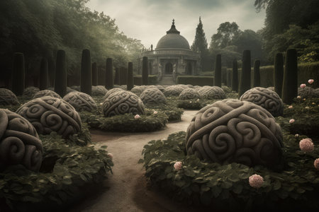 Mysterious garden rose bushes. dream fairy. Generate AIの素材