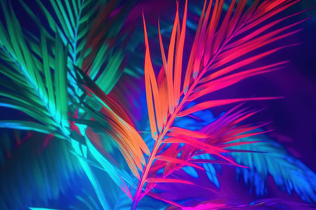 Tropical leaves palm. Bright jungle. Generate AIの素材