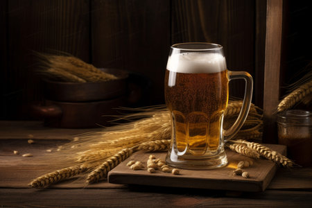 Glass beer wheat. craft bar. Generate AIの素材
