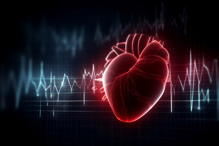 heart cardiogram. Hand love patient. Generate AIの素材