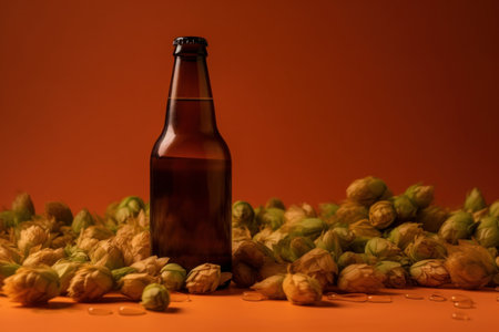 Beer bottle hop drink. card food. Generate AIの素材