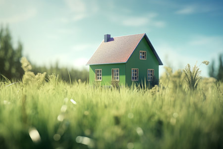 house covered grass. sky modern summer. Generate AIの素材