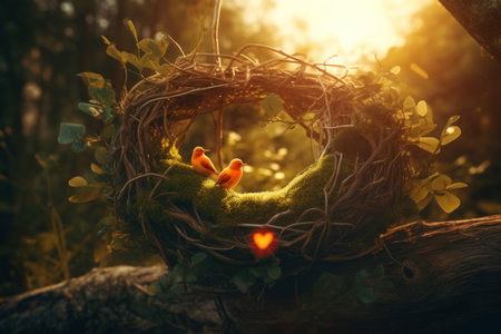 Love nature heart. wood day scenery. Generate AIの素材