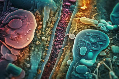 Colorful microbiome. health biology. Generate AIの素材