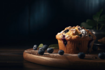 Blueberry muffins food. pastry dessert. Generate AIの素材