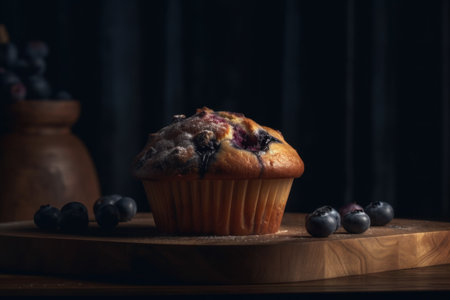 blueberry muffins. fresh food dessert. Generate AIの素材