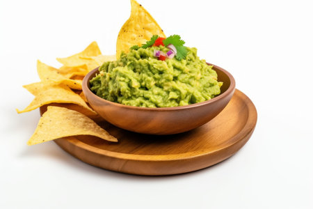 Guacamole nachos food. Cuisine snack. Generate AIの素材