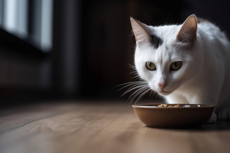 cat eating food. Dish domestic. Generate AIの素材