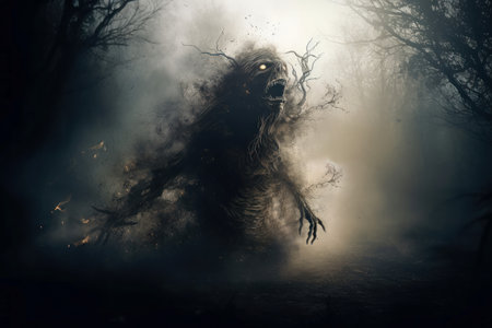Shadow creature forest. forest scream. Generate AIの素材