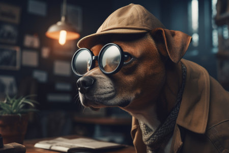 dog detective. Look glass dog. Generate AIの素材