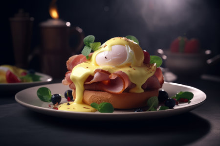 Egg benedict plate. food cooking. Generate AIの素材