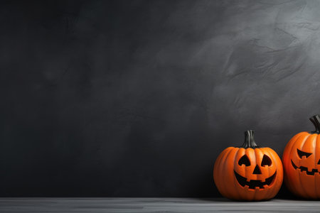 Halloween pumpkin background. Evil trick fall. Generate AIの素材