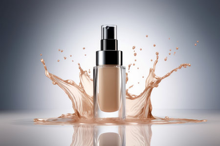 Liquid makeup foundation bottle. powder face. Generate AIの素材